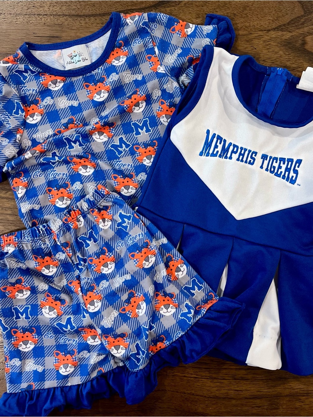 Memphis Tigers Blue & White Girls Cheer Suit & Pajama Set
